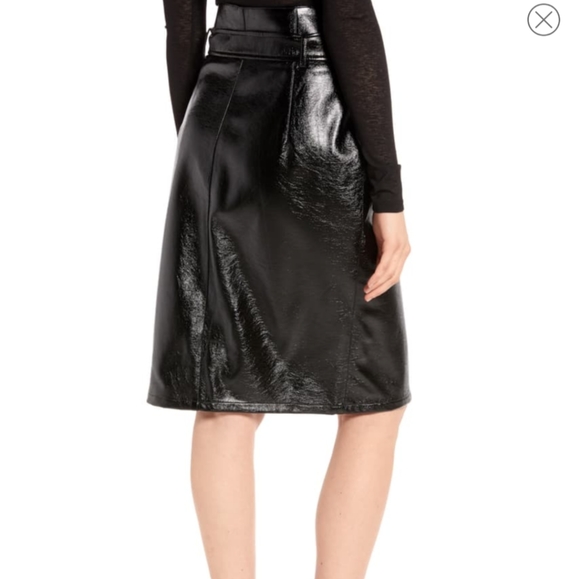 NWT NA-KD Belted Faux Patent Skirt - Picture 2 of 6